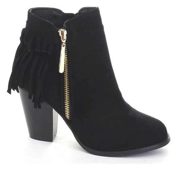 Shoes - Black tassel autumn fall high heel booties